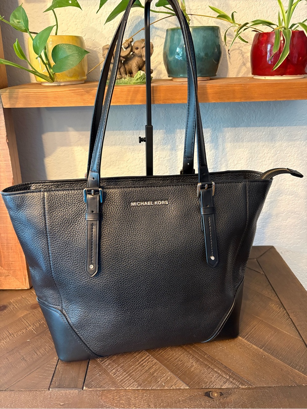Michael Kors Black Pebbled Leather Tote